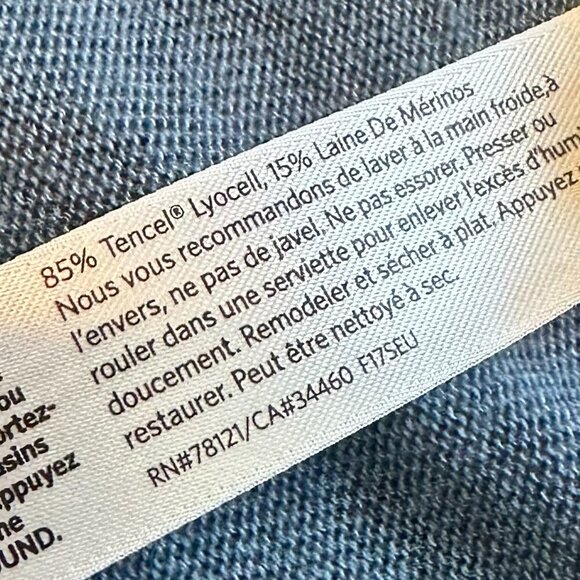 Eileen Fisher Blue Turtleneck Stretch Tunic Mini Dress Wool Blend Size Large - Picture 12 of 13